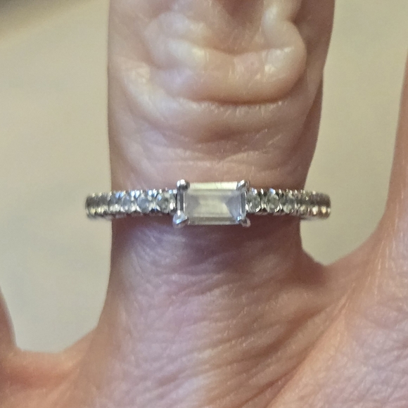 Italo East West Emerald Created White Sapphire Wedding Band 5 1/2 - Picture 10 of 10